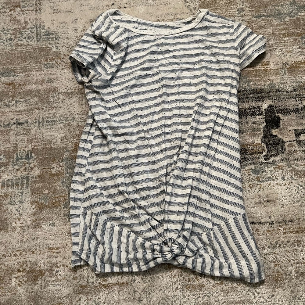 Striped Knot-Front Maternity Shirt